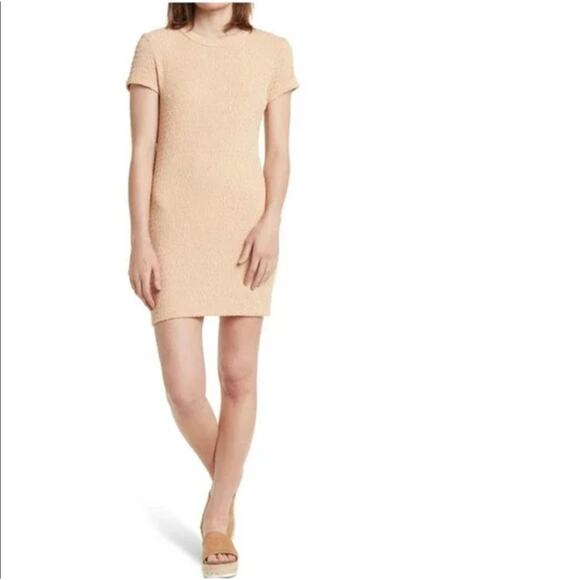 NWT Elodie Crinkle Mini Dress L Peach Coquette Fitted Bodycon Stretch Sexy - Picture 4 of 13